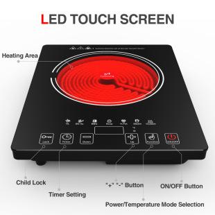 110V/220V electric ceramic stove household stir-frying induction cooker multi-functional high-power battery stove light wave stove English