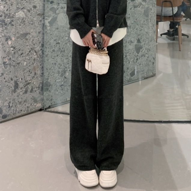 2025年春秋季套装女新款休闲时尚假两件开衫卫衣宽松阔腿裤两件套|undefined