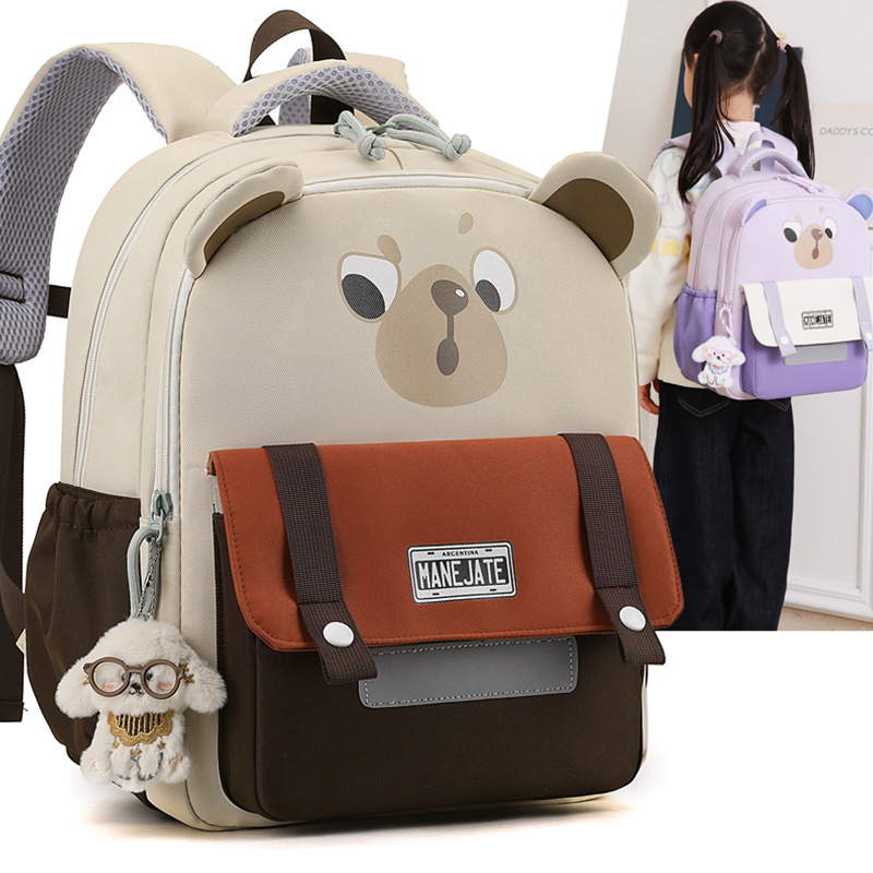 Cartoon Bear Kids Big Class Kindergarten Mochila para niñas de grado uno y dos mochilas para niños respirables