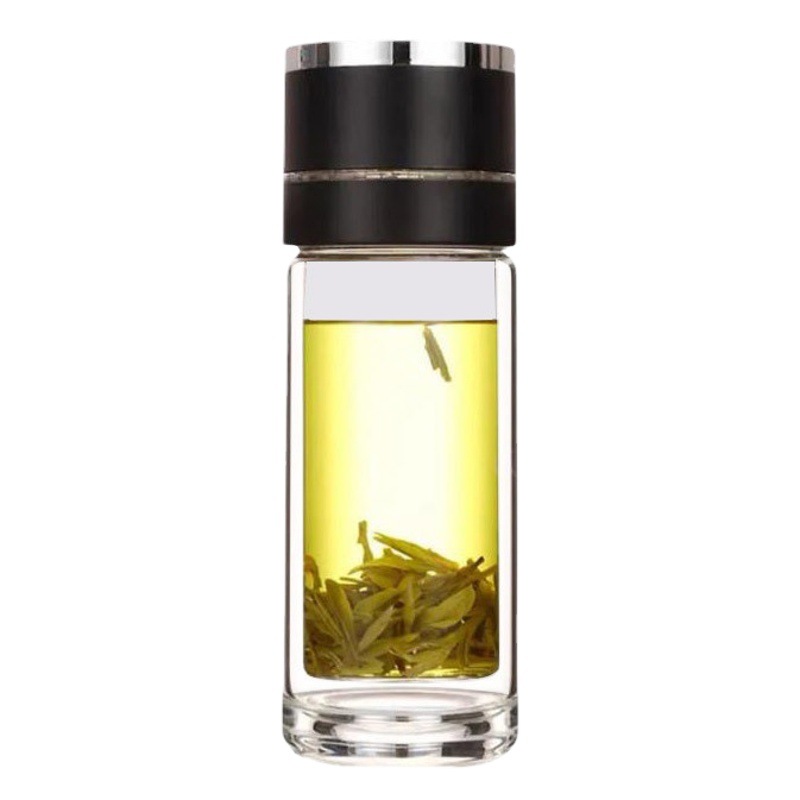 Wholesale one-click open lid tea separation glass quick Open Cup car double-layer portable tea cup water Cup printable