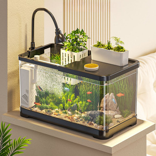 Fish Tank Small Living Room 2024 New Landscaping Ecological Tank Filter Oxygen Generator Goldfish Bottom Filter System Complete Set