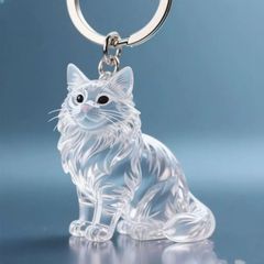 新品透明猫毛钥匙扣挂件纪念收纳盒饰扭蛋猫咪跨境毛发存放胶囊包