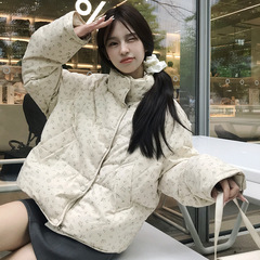 2025新款羽绒棉服女冬季韩系碎花棉袄短款小个子超好看面包服棉衣