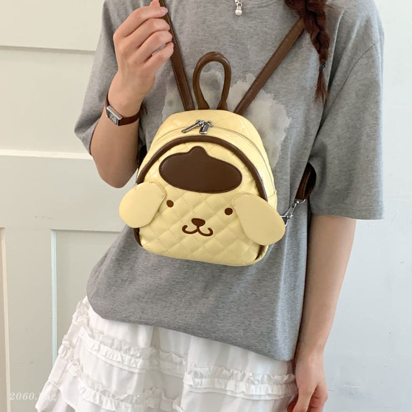 Lingerie mujer nueva mochila encantadora estudiantes diarios dibujos animados viaje 2026 nicho pudín perro mochila verano