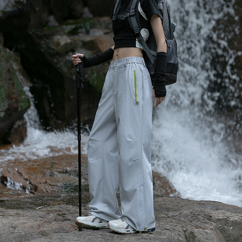 大牌冲锋裤女款防风防水户外速干登山裤薄款伞兵防晒运动白色裤子|undefined