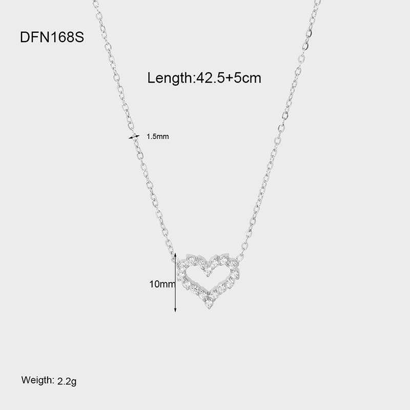 5g Weight 0.03µm-0.05µm Gold Plating Thickness Wholesale Jewelry IG Style Simple Style Heart Shape 304 Stainless Steel 16K Gold Plated Plating Pendant Necklace Cable Chain