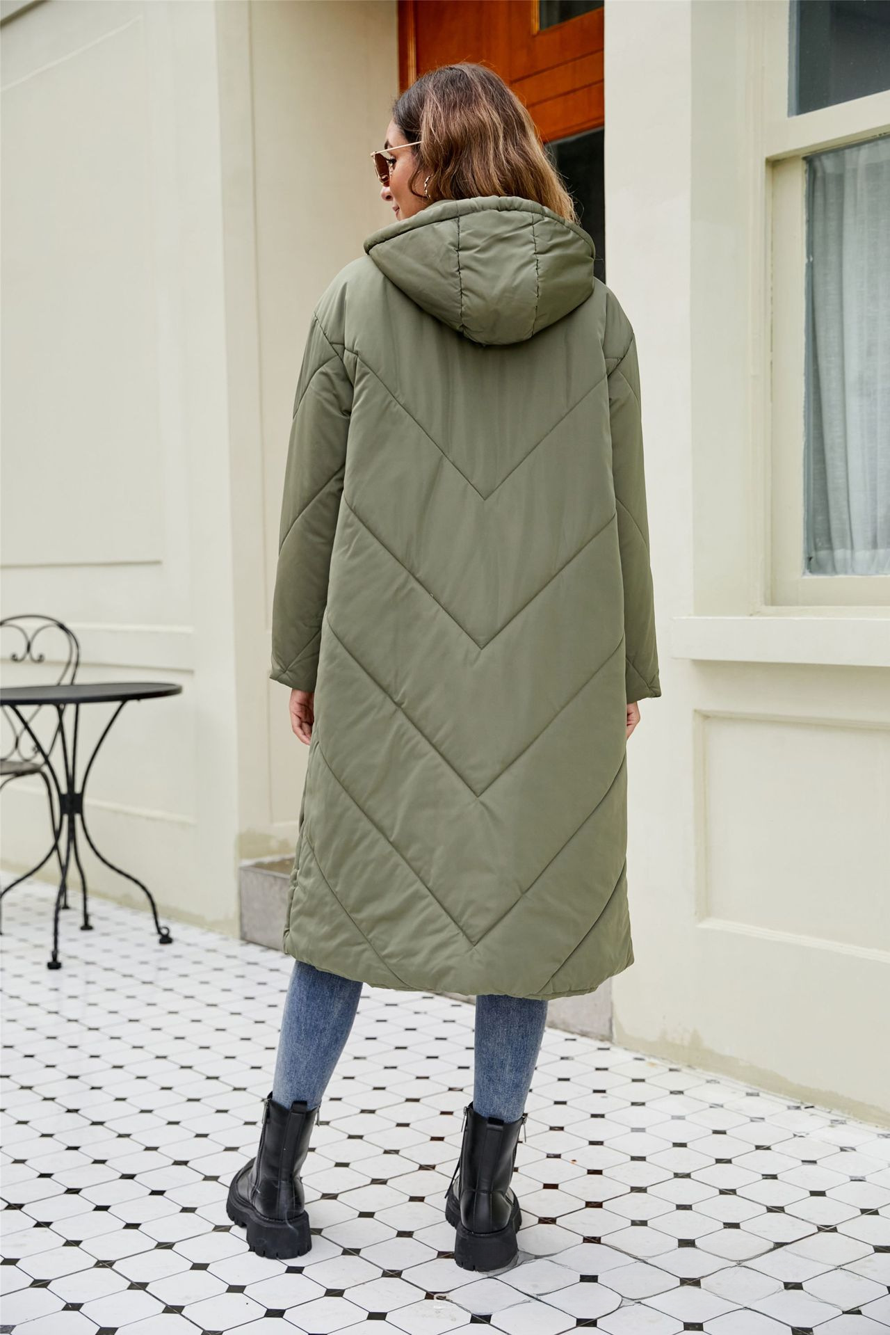 Abrigo largo de invierno para mujer con capucha y algodón slim_voghion.com