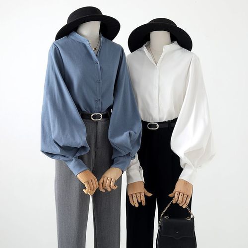 Ladies Bubble Sleeve Shirt with Design Sense, Unconventional Blouse, 2025 Spring Collection New Release, Maillard Style, Lantern Sleeve Top