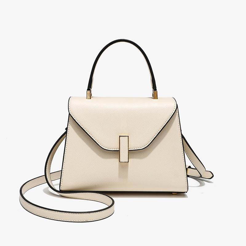 2024新款荔枝纹手提包小众设计时尚简约锁扣单肩斜跨包女大容量