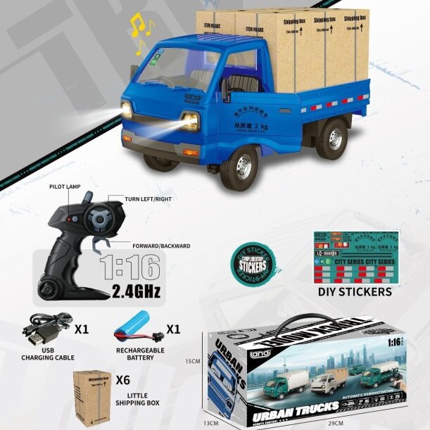 119 camión pequeño simulación de deriva de control remoto Liu Wei pequeñas mercancías Kara bienes Dios coche de cuatro vías de control remoto coche de juguete con luz