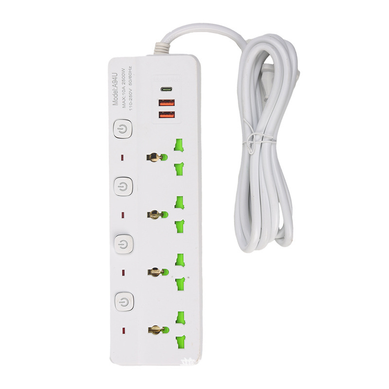 2USB + 1Type-c interfaz de carga inteligente 12 orificios con interruptor indicador blanco y negro puerta de seguridad opcional