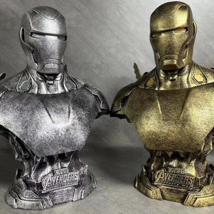 Avengers 4 Iron Man Gold Silver Mk50 Bust Figure Model Statue Ornament