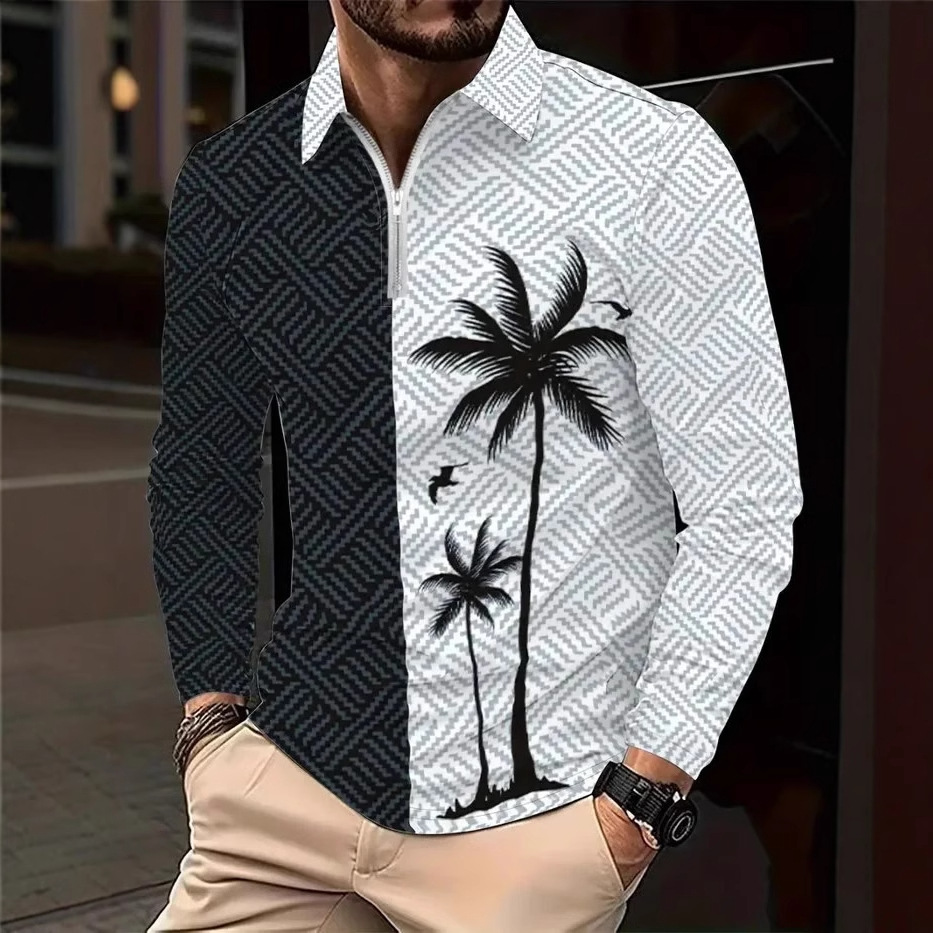 2024 nueva camisa POLO con cremallera de manga larga de alta calidad de moda casual transfronteriza de comercio exterior de Amazon MB14