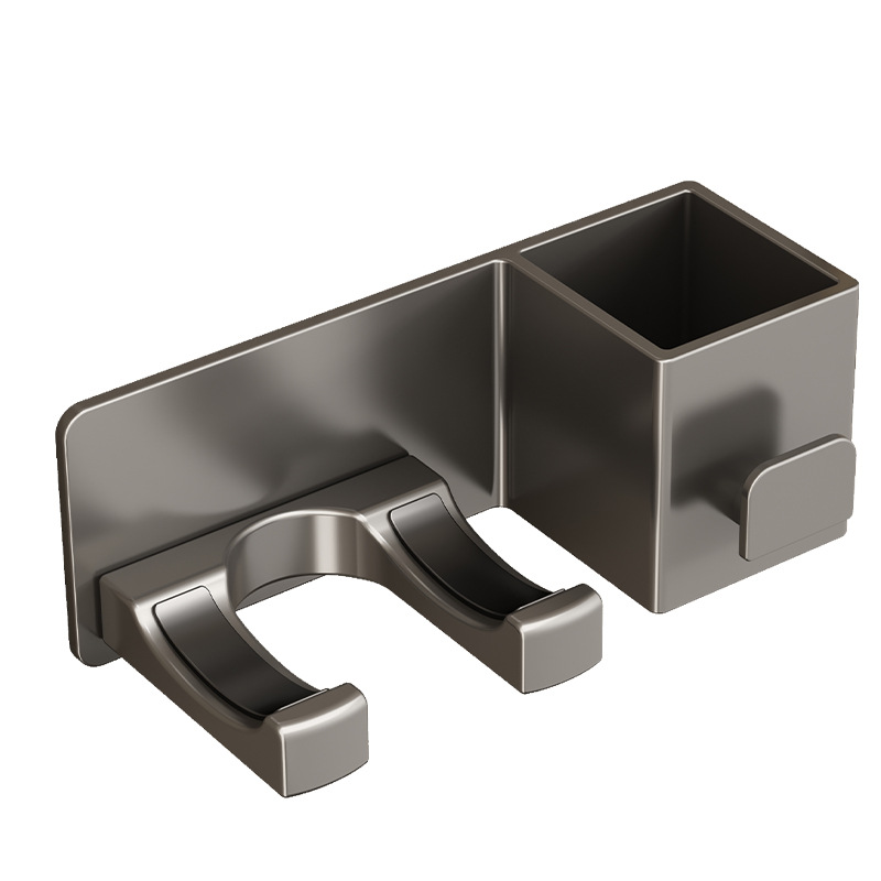 Soporte de secador de pelo sin perforación estante adhesivo para baño color gris