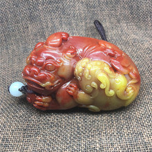 仿寿山石貔貅蝉兽手把件芙蓉石古兽雕件吊坠仿黄龙玉寿星手把件