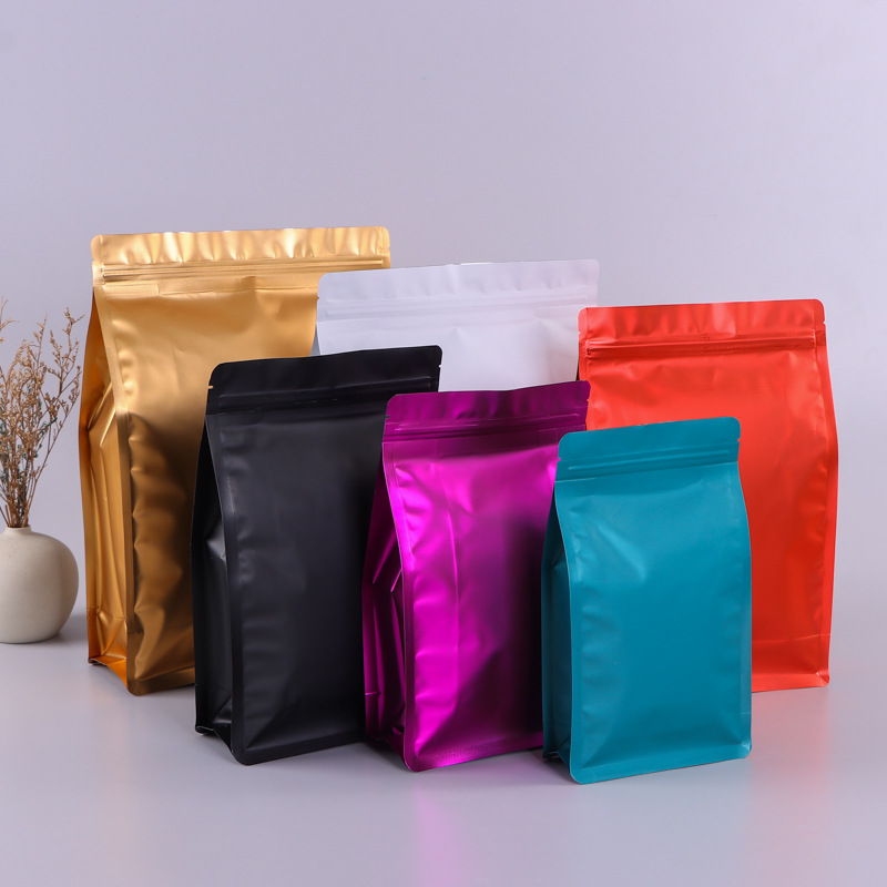 现货八边封零食自立袋铝箔自封坚果包装袋茶叶防潮食品袋