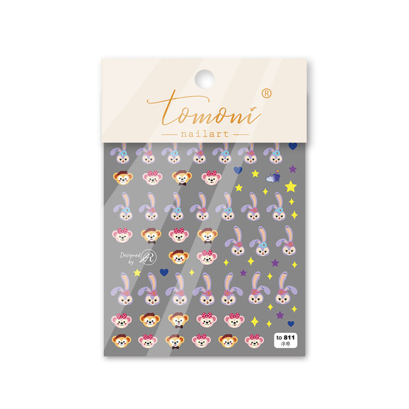 Tomoni en relieve lindo pegatinas de uñas japonés 5d tridimensional hueco de dibujos animados bolsa de estrella de uñas patrón de conejo expuesto