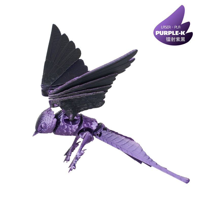 제비-레이저 보라색과 검정색 날개가 펼쳐진 28.5cm