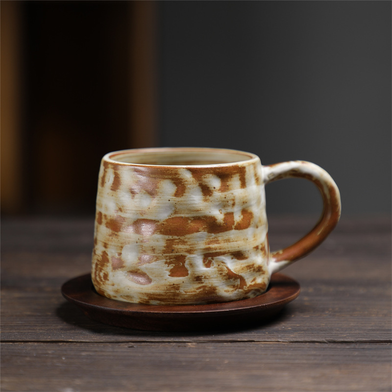 Estilo japonés vintage de cerámica taza de café y platillo traje creativo regalo taza de té de la tarde taza de café de gres