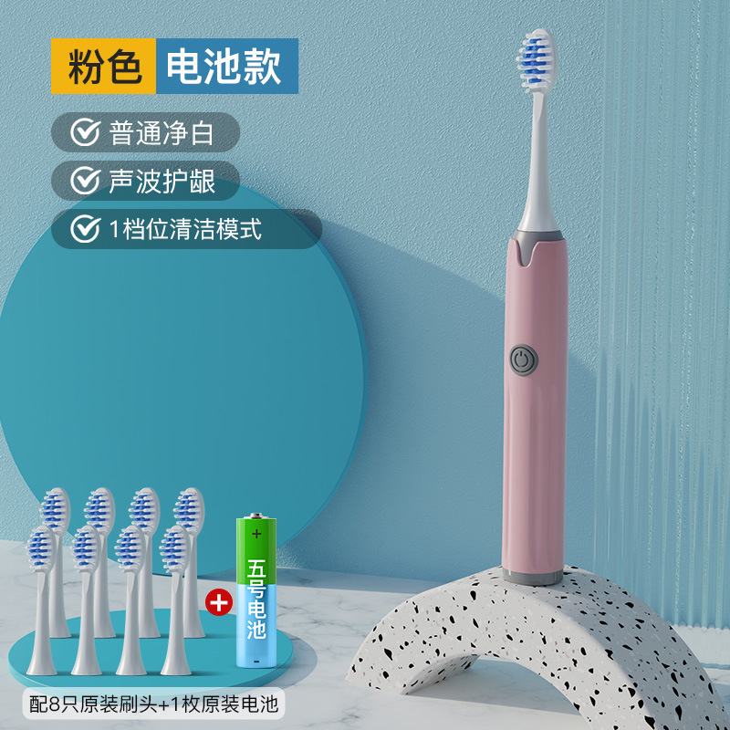 B 핑크 배터리 [8 브러시 헤드 + 배터리]