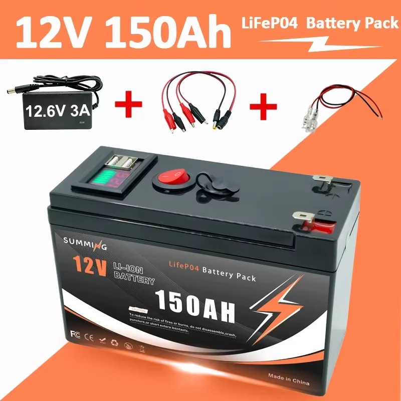 Batería de litio recargable de fosfato de hierro de litio 12V150Ah actualizada soporta más de 4000 ciclos de energía solar