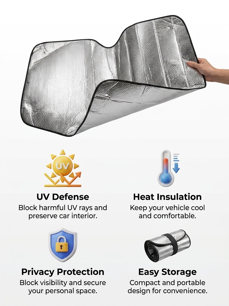 Thickened aluminum film car front sunshade for hatchbacks, specialized for sun protection, heat insulation, and rain protection