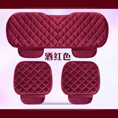 with Back Row, Seat cushion, seat cover - diamond-velvet-burgundy-three-piece-set