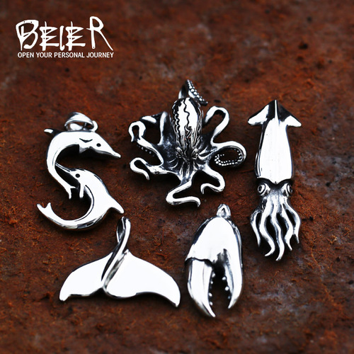 beier foreign trade new stainless steel men's pendant wholesale octopus crab claws squid titanium steel necklace jewelry