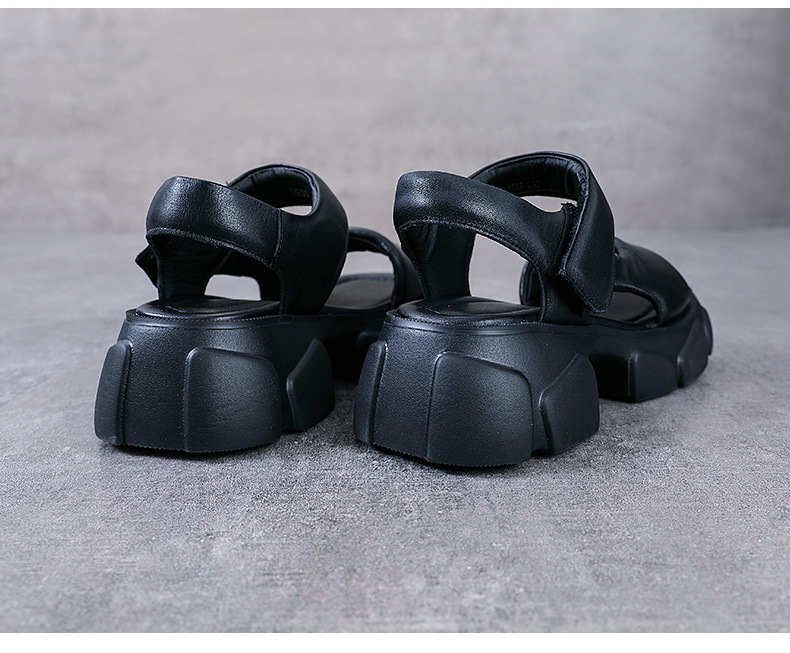 Dép sandal nữ quai ngang da bò thật, đế dày cổ điển, hở ngón, phong cách La Mã — Màu be chi tiết 14
