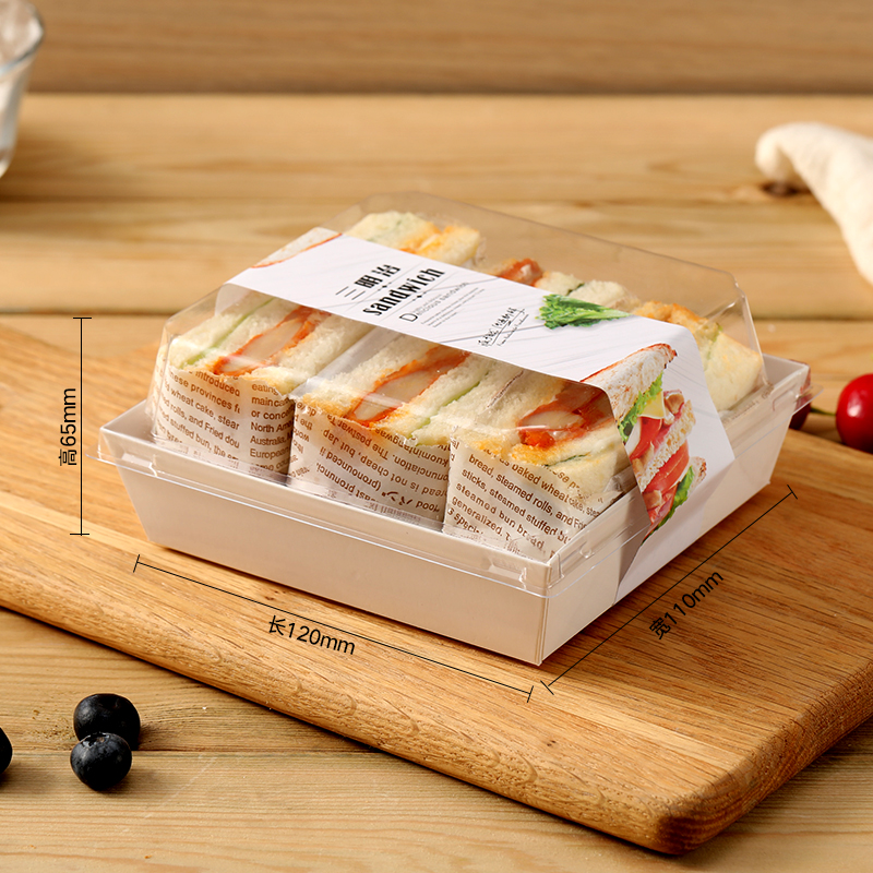 Caja de cartón blanco de sándwich cuadrado + pegatinas - 100 juegos