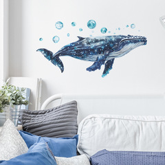 外貿海洋動物鯨魚水泡兒童房幼兒園家居裝飾牆貼貼紙自粘批發跨境