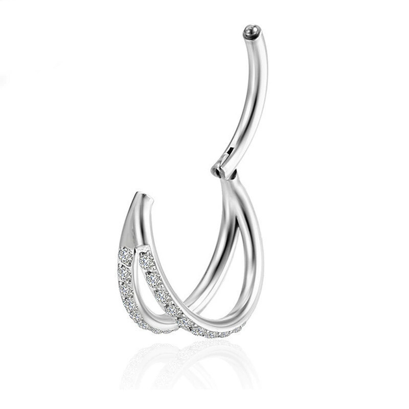 Silver pointed spike labret stud material detail