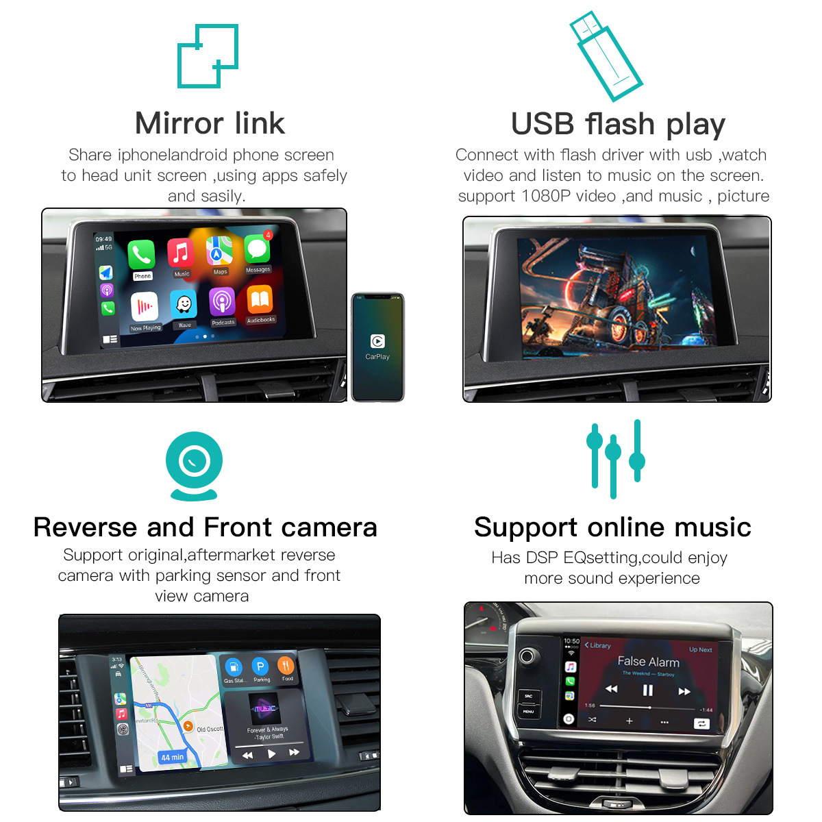 Suitable for Peugeot Citroen Wireless Carplay Interconnection Android Auto Smart Car Navigation Cross-Border