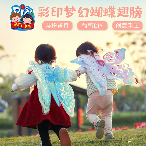 Painted transparent butterfly wings handmade diy children's art painting production decorative toys kindergarten material package
