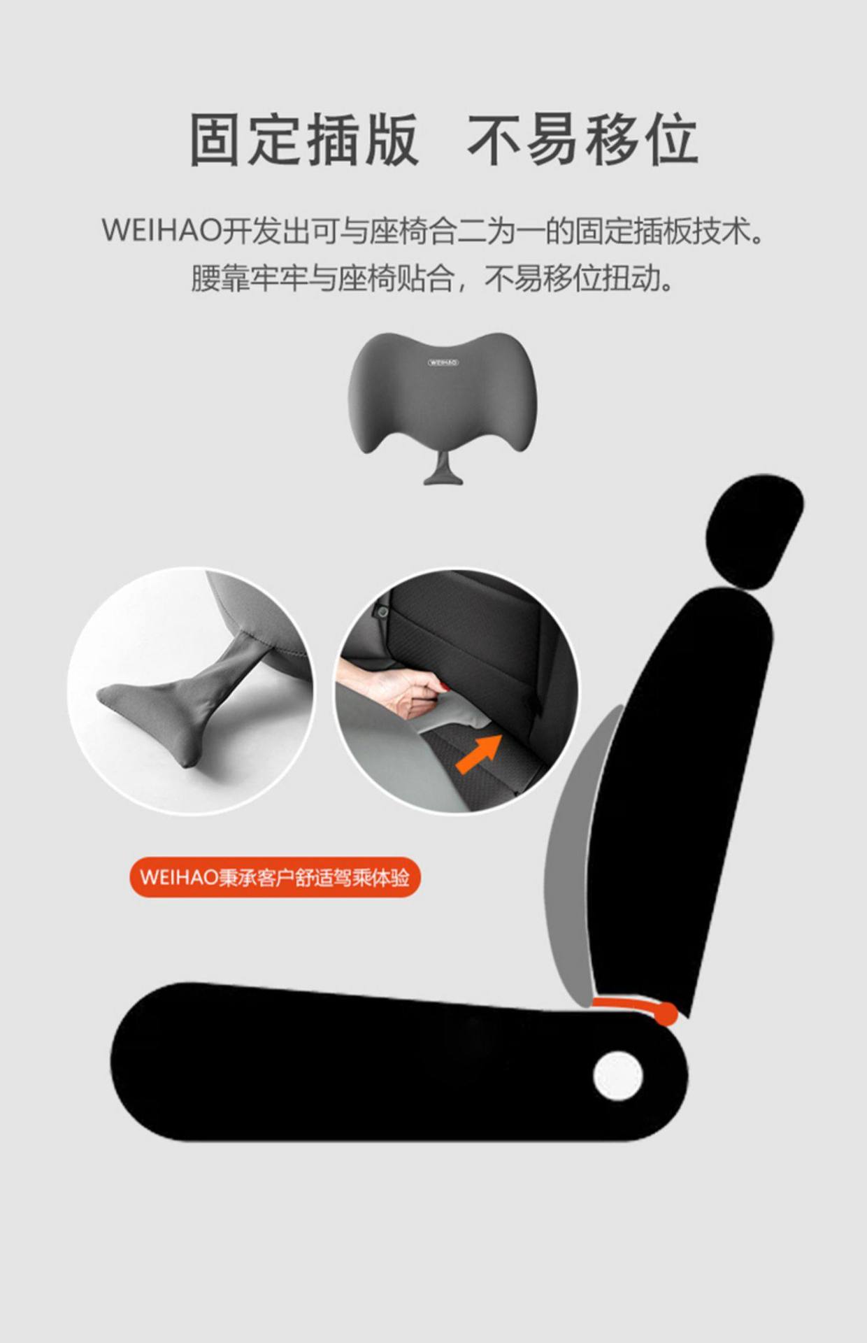 Weihao Car Lumbar Support Summer Ice Silk Waist Cushion for Long-Distance Driving, Four-Season Breathable Memory Foam for Home Office Use