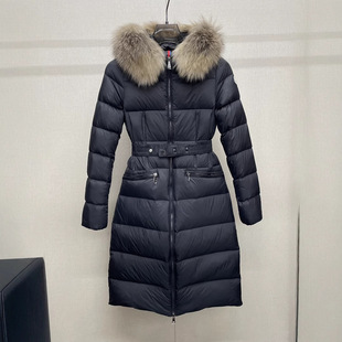 M Mengjia down Jacket Winter Fashion down Jacket Women's Thickeneded Slim Waist Fox Fur Collar Hooded White Duck down Jacket
