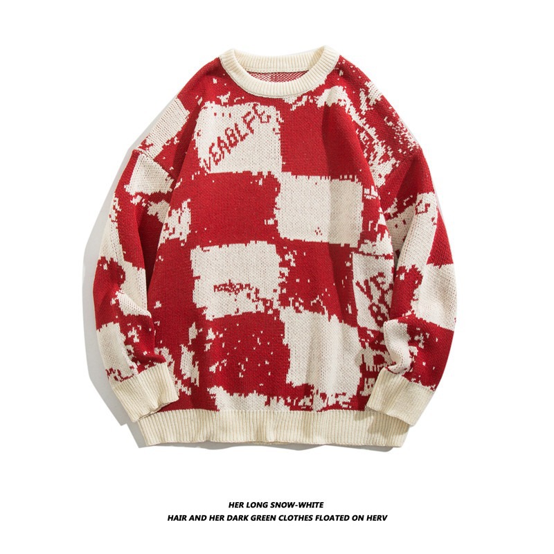 Demi-season retro design colored trend knitted brand sweater for men…