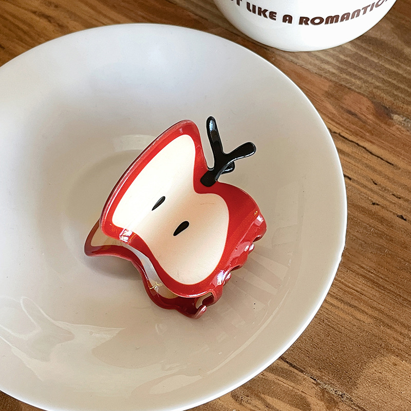 Süße und niedliche rote kleine Klammer für Damen, Sommer 2024, neue Haarklammer für den Hinterkopf, Hai-Clip für junge Erwachsene, Internet-Promi_voghion.com