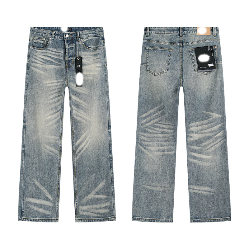 Marca de moda transfronteriza JB purple verano rectas vaqueros lavados de agua para hacer viejos agujeros vaqueros de hombre pantalones cortos de caño purple