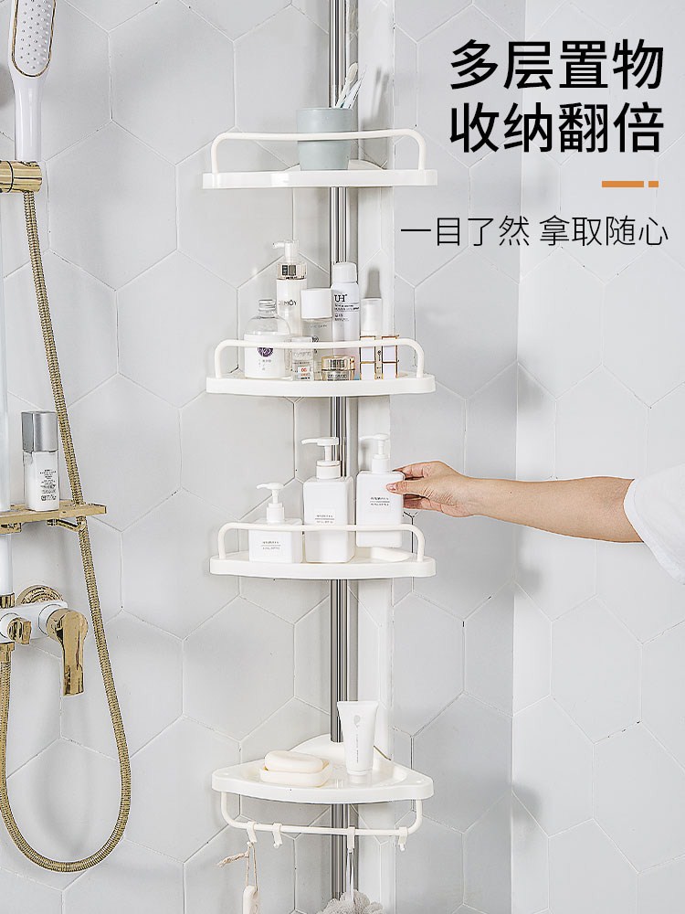Estante de almacenamiento de esquina de baño de acero inoxidable sin perforación
