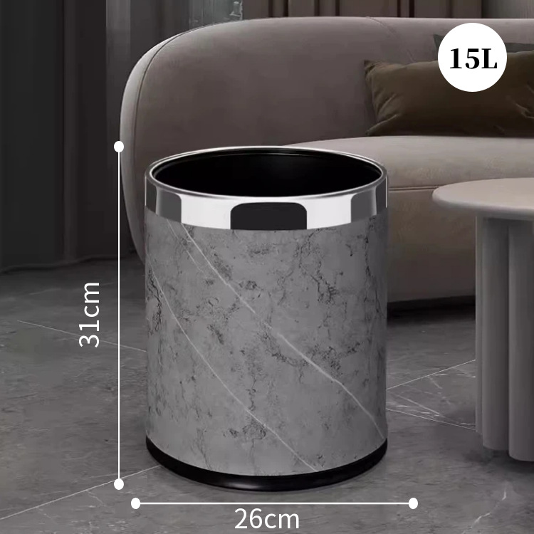 15L anillo de plata-doble patrón de mármol gris de alta calidad