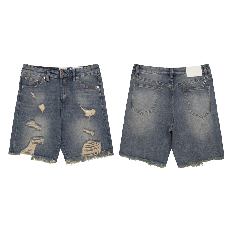 24 cross-border European and American fashion brand GALLERY DEPT washed ripped frayed Denim shorts men's and women's high street shorts