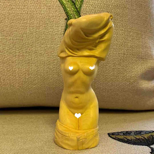 Boxwood body art beauty decoration home decoration solid wood carving crafts creative handle figure