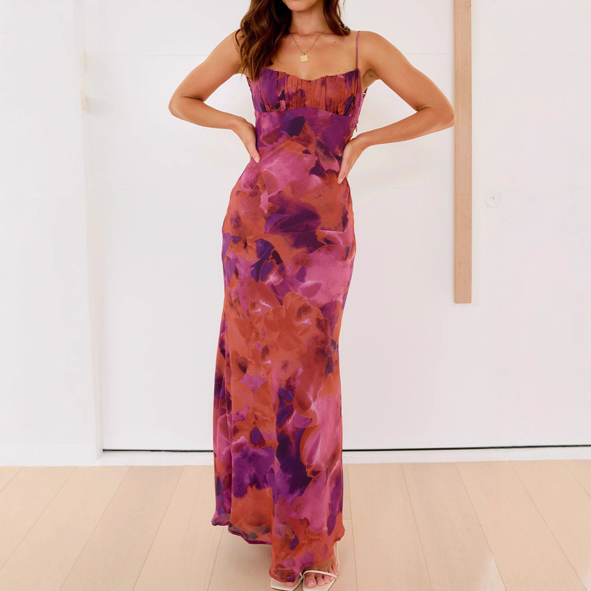 Tie Dye Hollow Backless Sling Dress