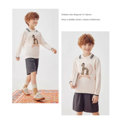 Hazzys/哈吉斯25秋季新款中大童翻领套头毛衣针织衫一件代发