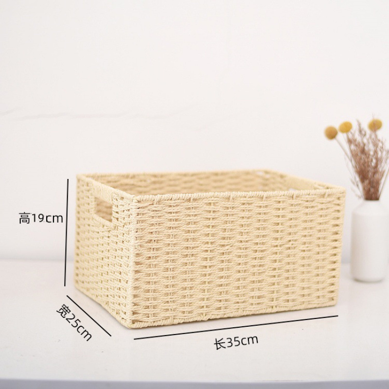armario doméstico cajón caja de almacenamiento canasta de tela de caña snack juguetes caja de acabado de artículos canasta de tela image 13