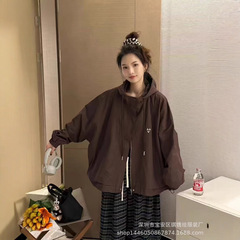 琪镌绘制连帽冲锋衣外套女装2025秋季新款休闲宽松工装夹克上衣潮