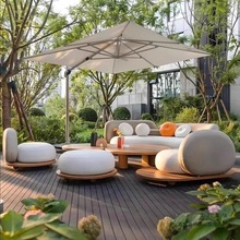 户外沙发组合室外庭院花园柚木家具设计师别墅露天台休闲云朵躺椅