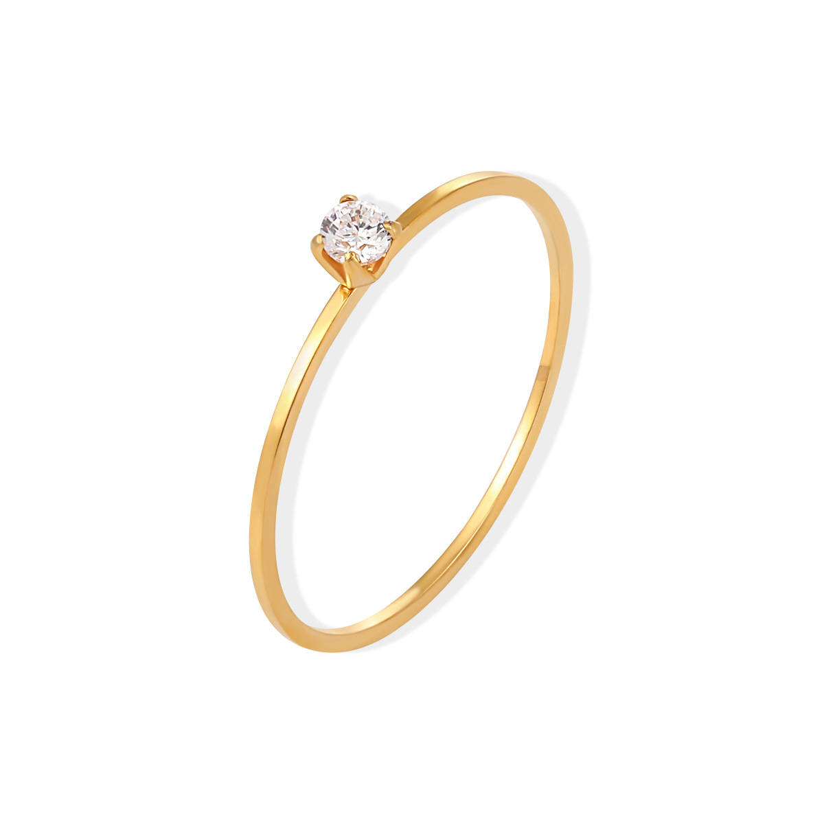 Korean style niche design ins elegant four-claw single diamond stacked ring female fashion personality all-match index finger ring