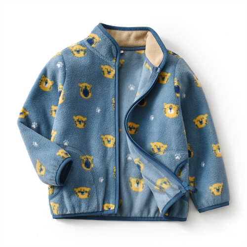 [ New Product] Boys Autumn Polar Fleece Jacket Car Dinosaur Print Jacket Dropshipping wy1599